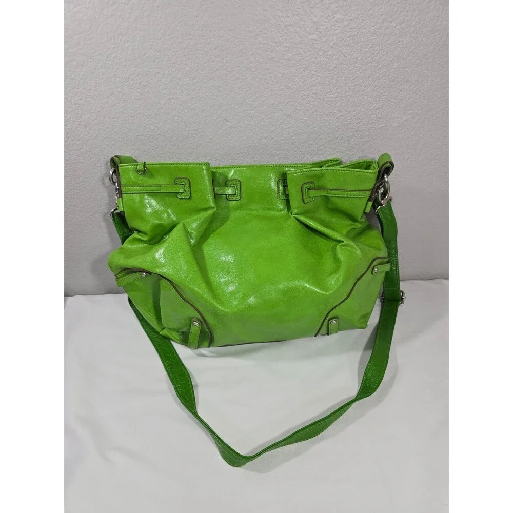 Jessica Simpson Large Green Cinched Hobo Purse Y2K Lime green shoulder bag